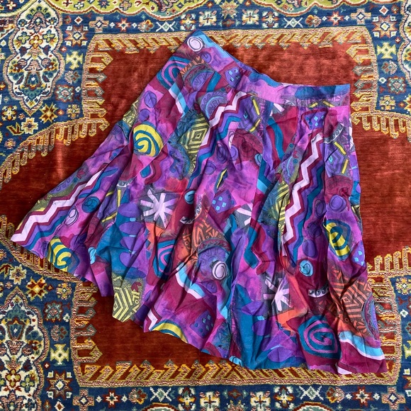 The Limited Dresses & Skirts - Women Geometric Purple Yellow 90s Women Size 12 Twelve Mini Skirt The Limited